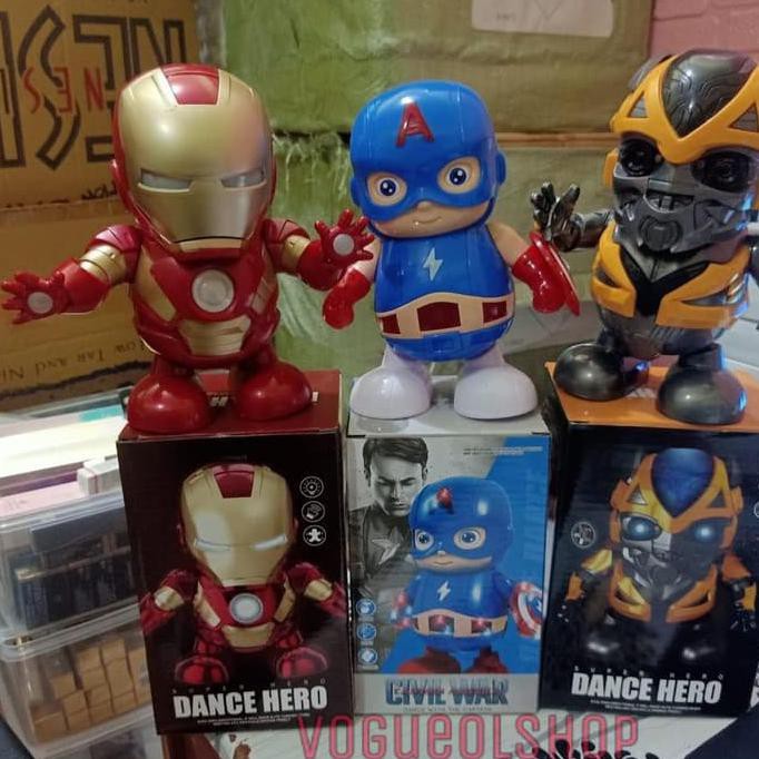 TERJAMIN AMAN Mainan Robot Joget dancing goyang Ironman Iron man bumblebee spiderman