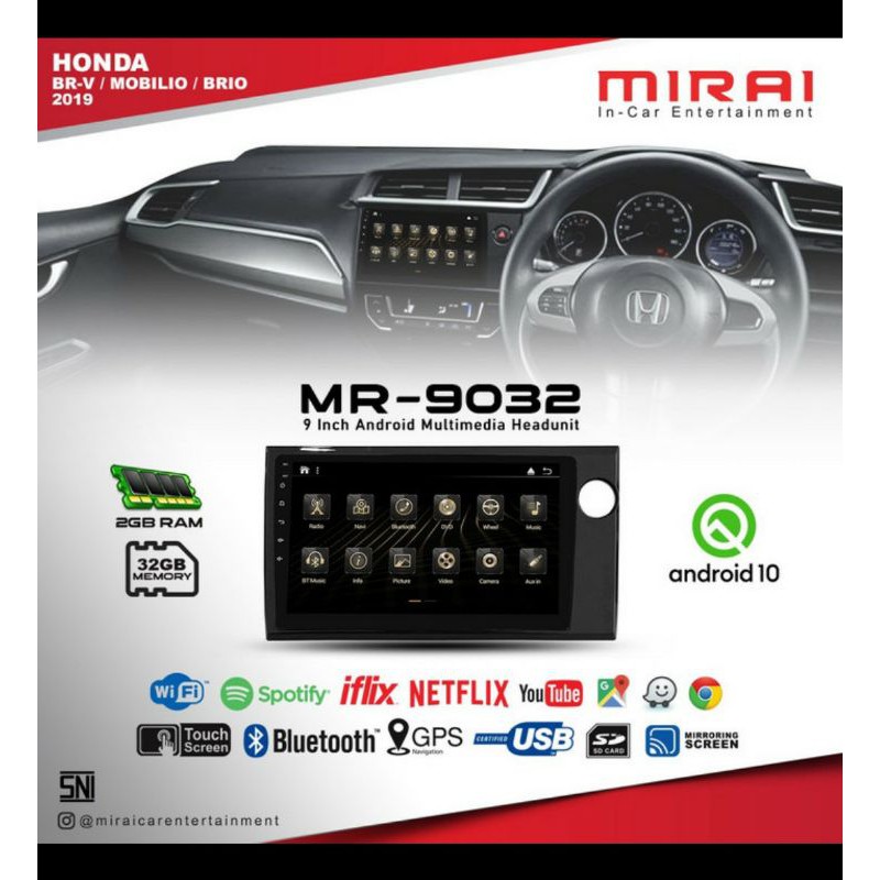 Head unit android brv mobilio brio mirai mr9032 - tv android brv mobilio brio mirai mr9032 9 inch