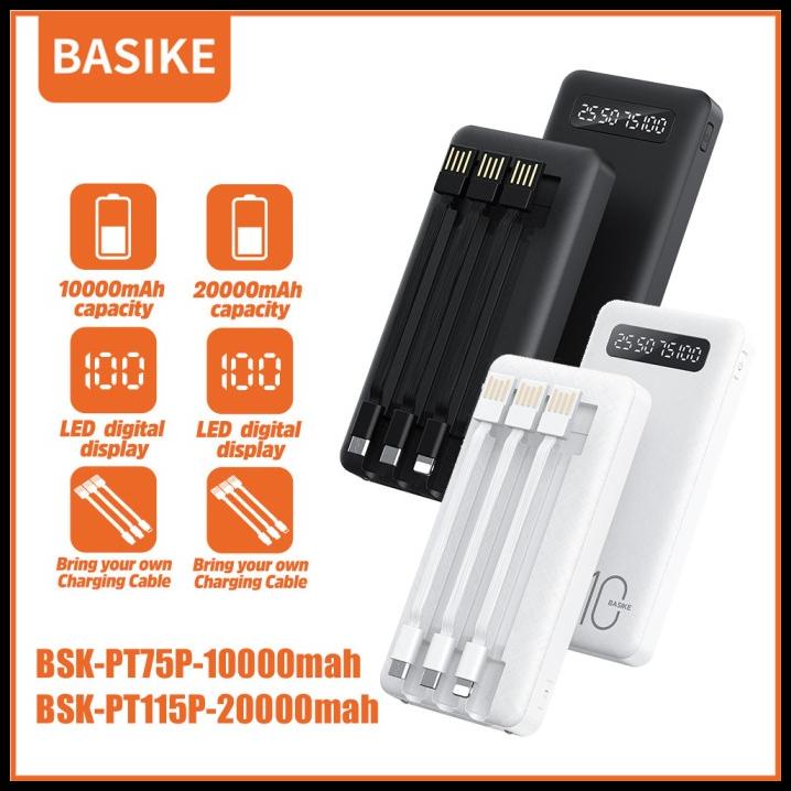 Powerbank 20000Mah Atau10000Mah Basike Dengan 3 Kabel Pengisi Daya