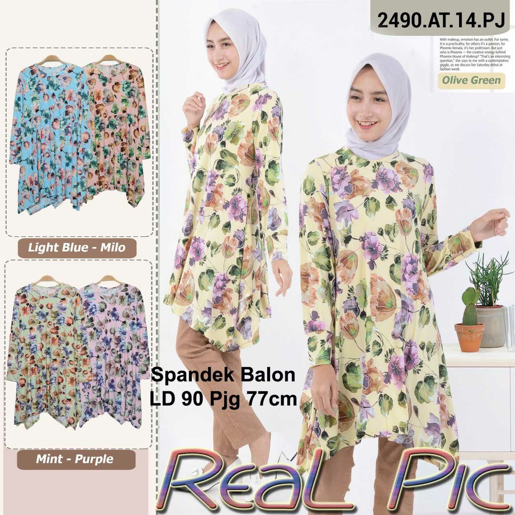 tunik motif bunga / baju wanita / atasan cewek
