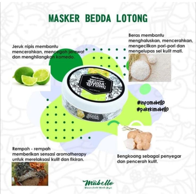 [ 1Kg= 16Pcs ] LULUR WAJAH BEDDA LOTONG MABELLO 100 GR (BPOM)