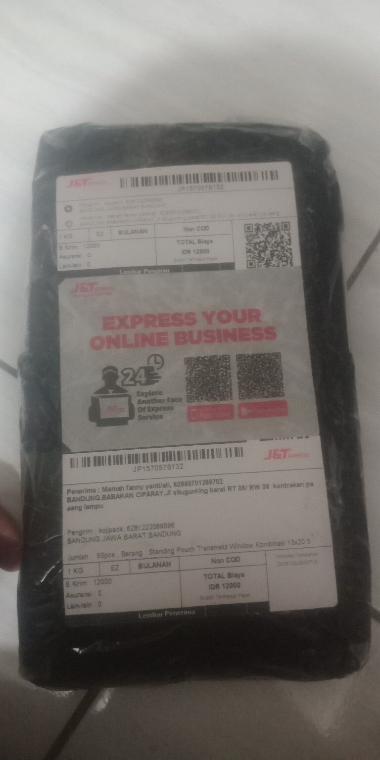 Standing Pouch Transmetz Window Kombinasi 13x20.5 Black Hitam White Putih 250z