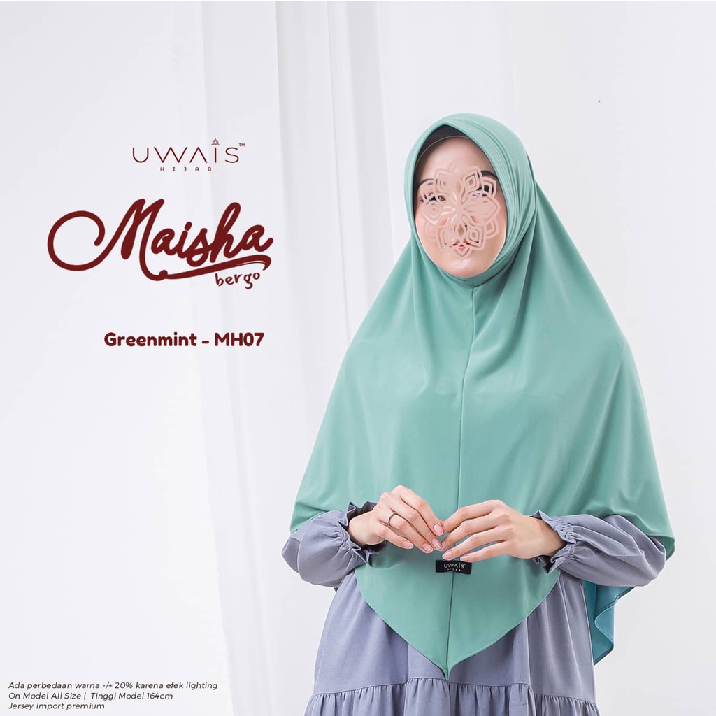 JILBAB INSTAN BERGO MAISHA KERUDUNG KAOS JERSEY  POLOS ANTEM UWAIS HIJAB SYARI TERBARU BEST SELLER-GreenMint