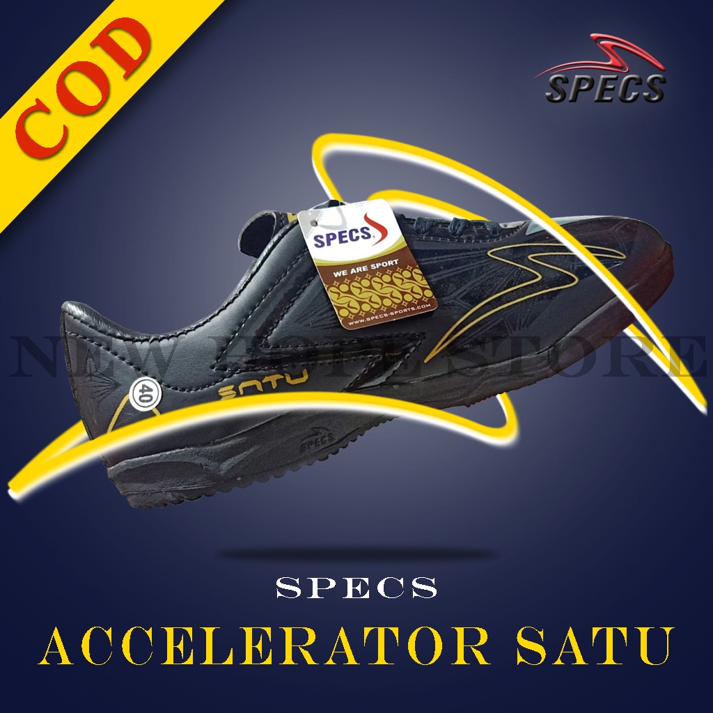 Sepatu Futsal Specs Accelerator Satu Hitam Gold Grade Original 100% Futsal Murah