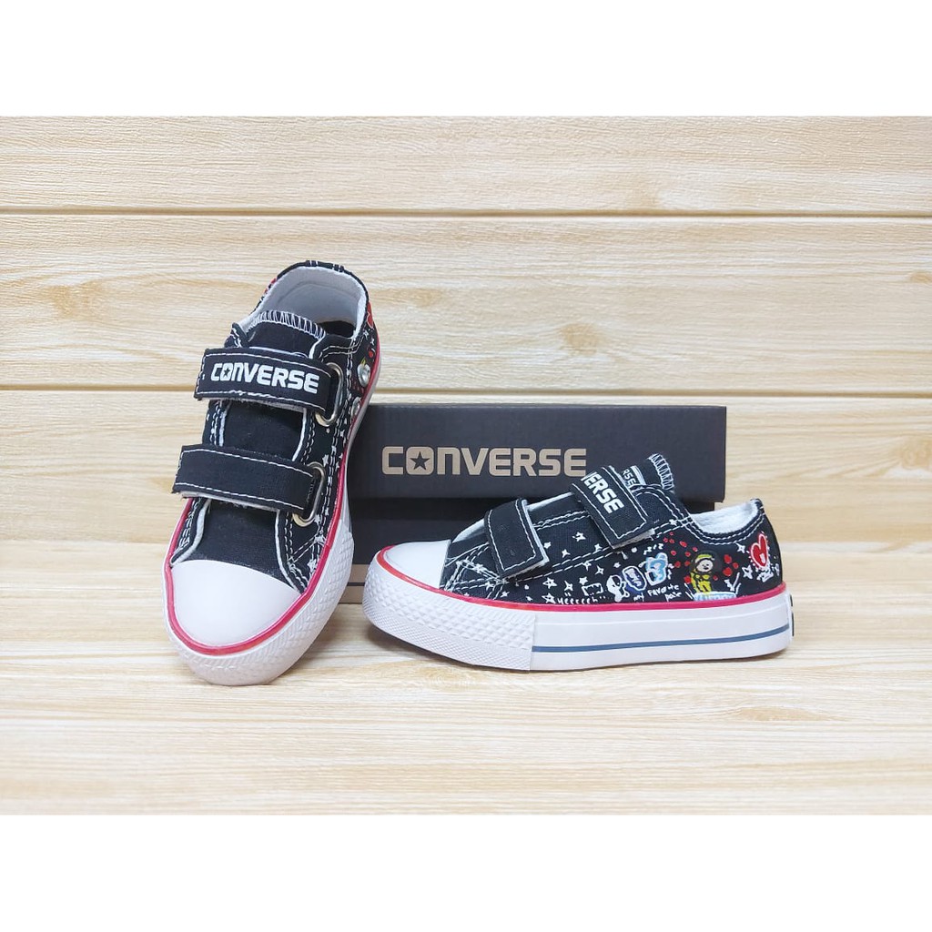 SEPATU ANAK LAKI | SEPATU ANAK PEREMPUAN | SEPATU ANAK CONV3RS3 4LL ST4R VELCRO MOTIF BTS BT21 24-33