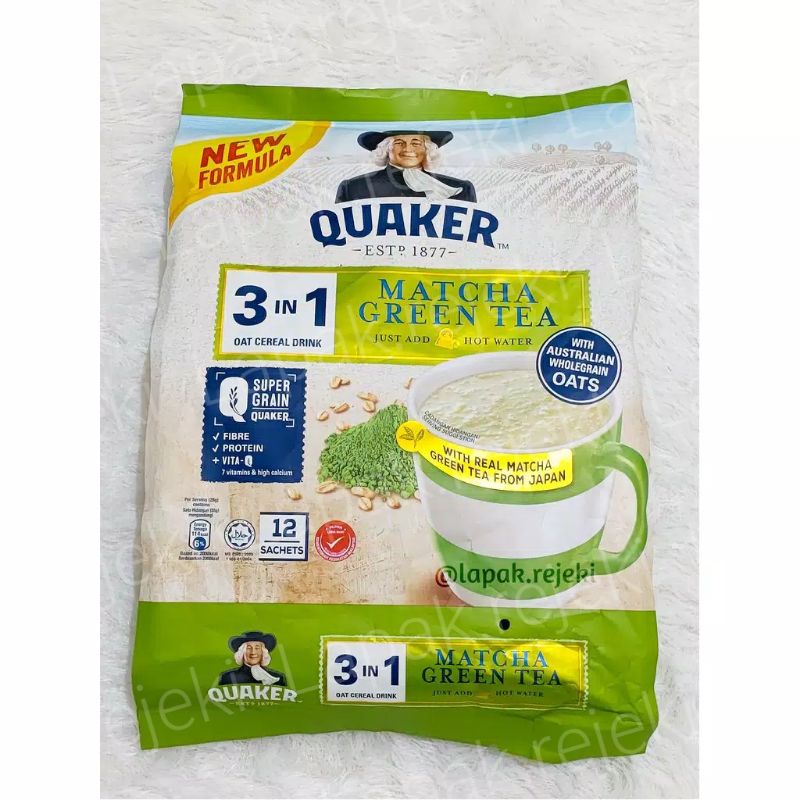 Oatmeal Quaker 3 in 1 Matcha Green Tea 12 Sachet 3in1 Malaysia Shopee