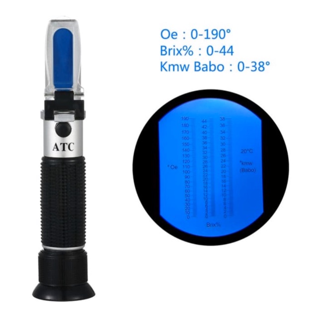 3 in 1 Refractometer 0-44%Brix 0-190Oe Oechsle 0-38%kmw(Babo)