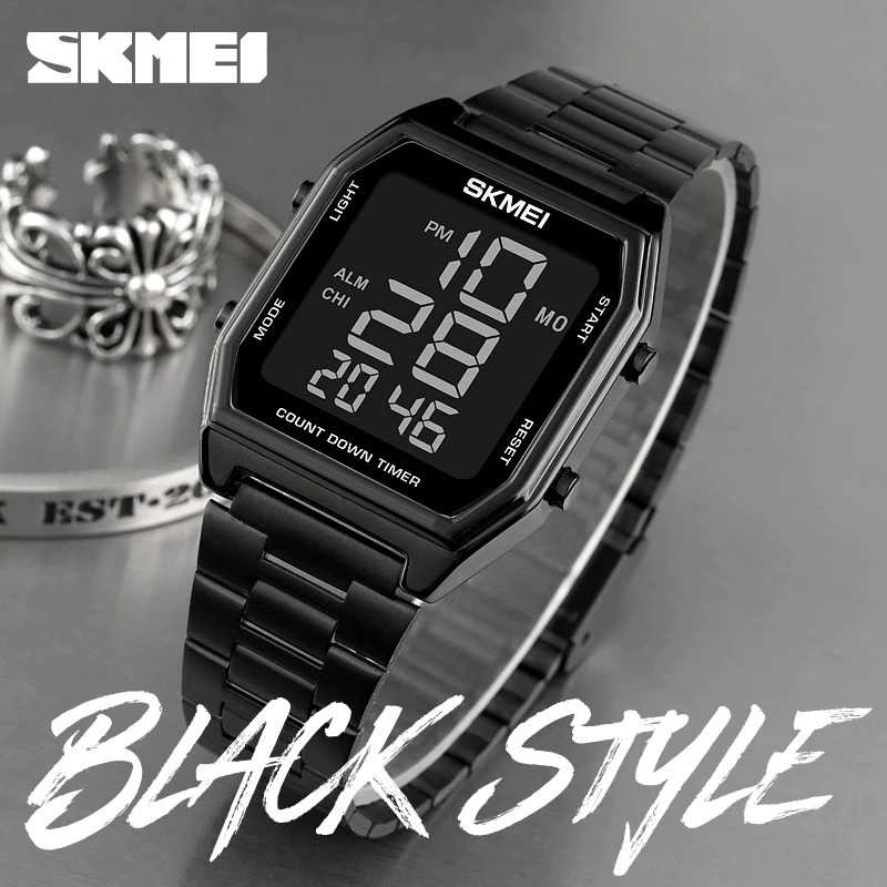 IDN - SKMEI Jam Tangan Digital Pria Strap Stainless Steel - 1735