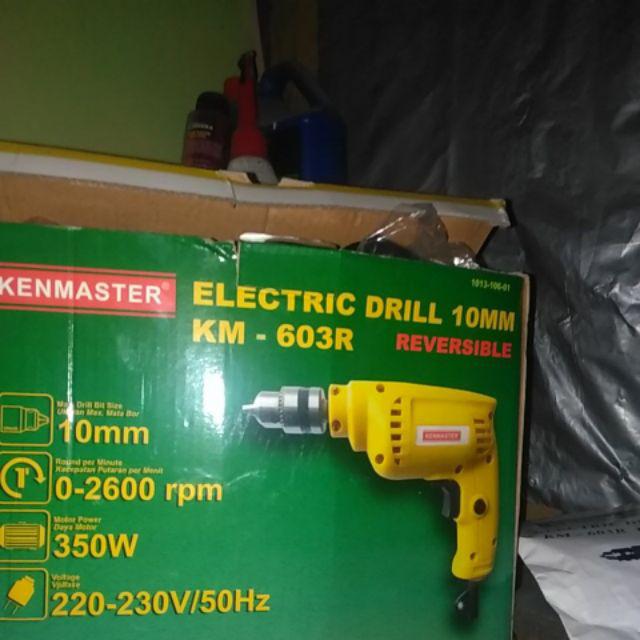 Mesin Bor Listrik 10mm Electric Drill Reversible Bolak Balik Kenmaster