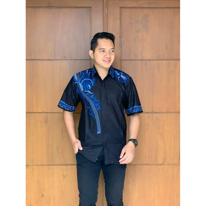 BAJU BATIK KEMEJA PRIA HEM ATASAN COWOK LENGAN PENDEK REGULER TERBARU