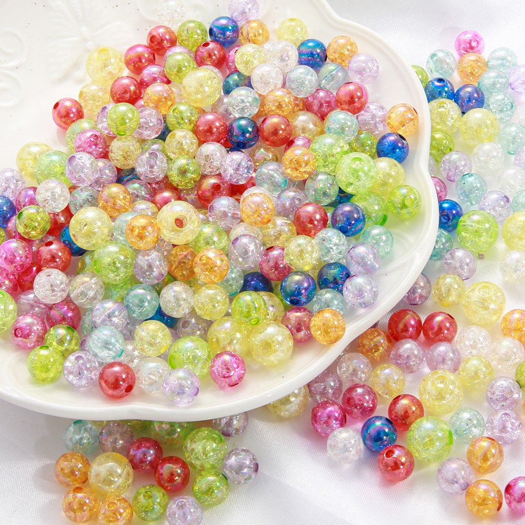 50pcs 8mm 10mm AB Color Round Acrylic Bead Loose Spacer Beads For Jewelry Making DIY Bracelet