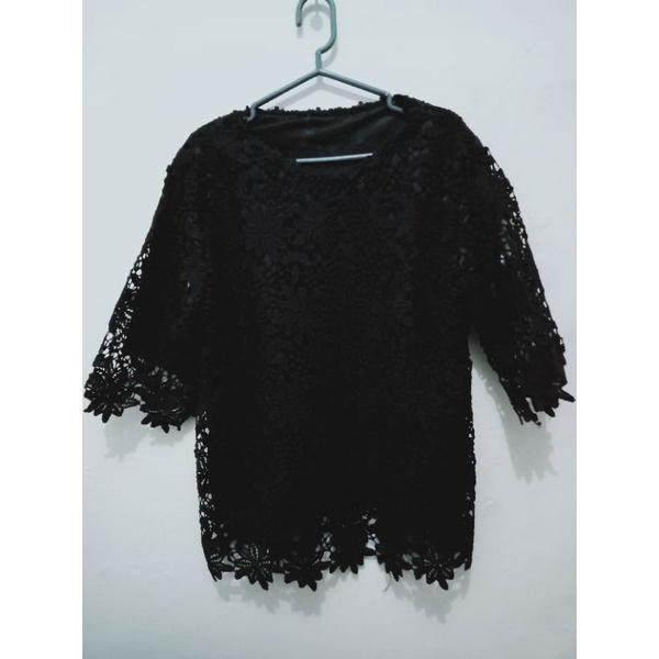 Atasan brokat import khusus warna hitam/ Blus brokat
