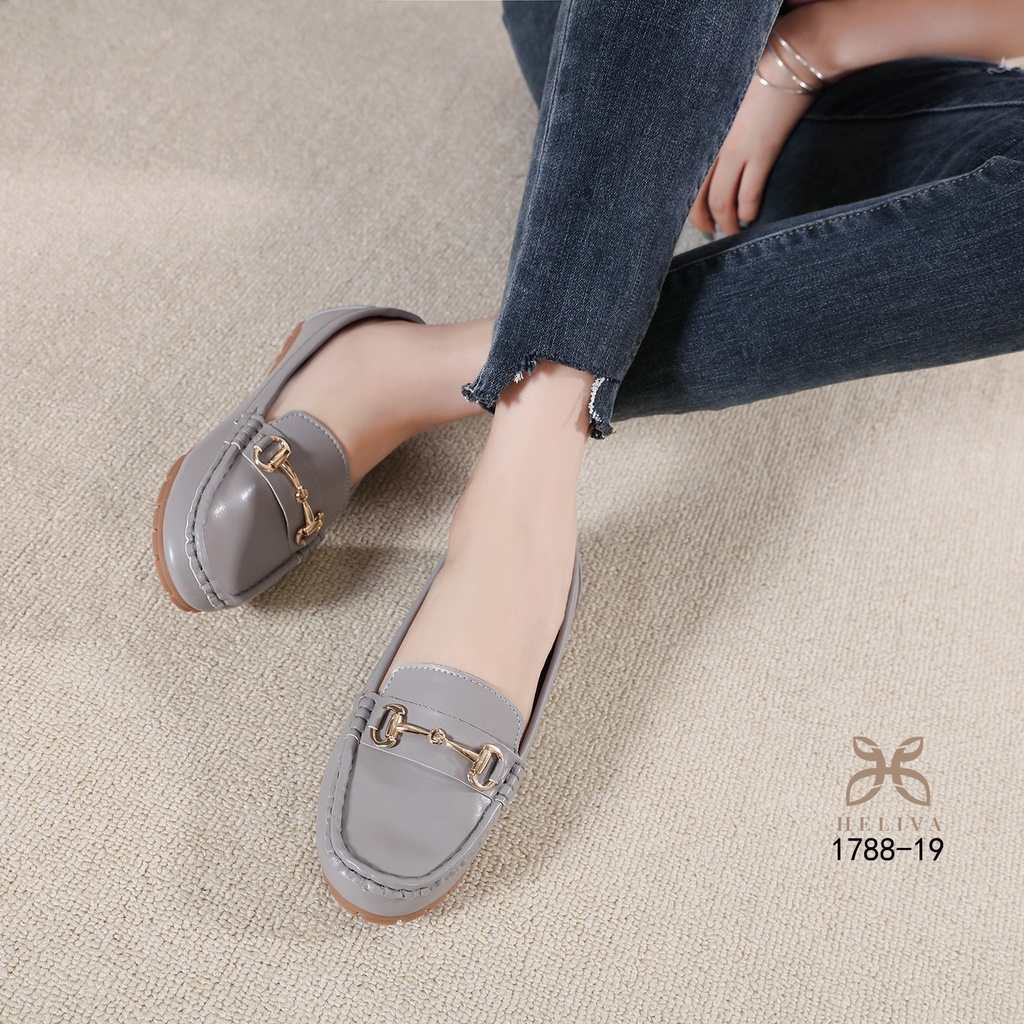 HELIVA ISABEL Flat Shoes Loafer Chain Bahan Kulit 1788-19 Original Brand