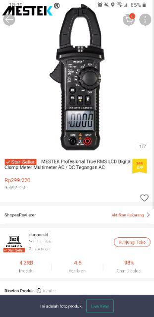 Mestek Profesional True Rms Lcd Digital Clamp Meter Multimeter Ac / Dc Tegangan Ac