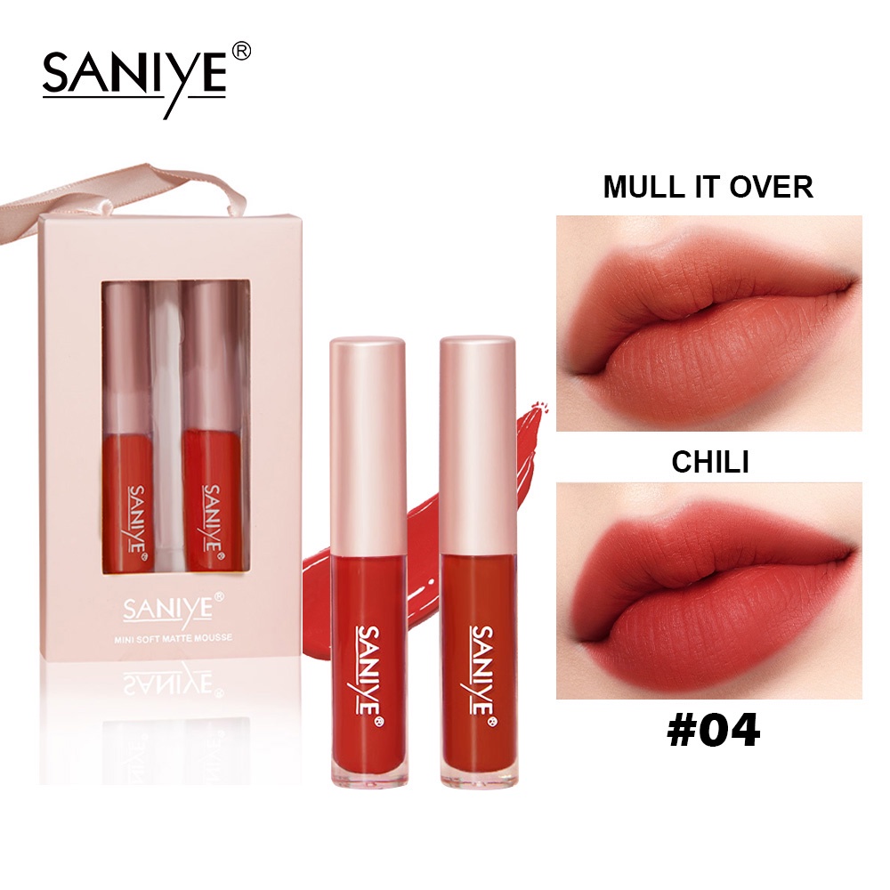 【SANIYE】Lipstick Set 2pcs/SET Matte Liquid Lip Tint  Long-lasting Lip Makeup L1149