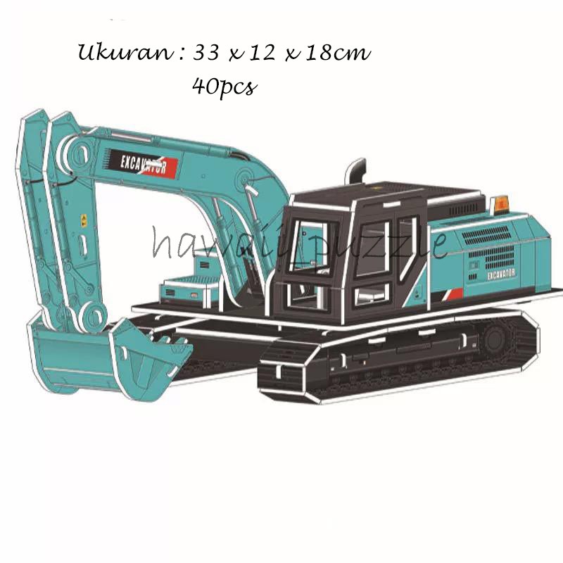 PUZZLE 3D FOAM ukuran Besar EXCAVATING MACHINERY / Mainan Edukasi Anak Puzzle 3D