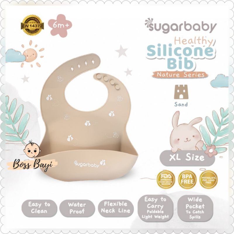 SUGARBABY Healthy Silicone Bib Nature Series /Celemek Makan Bayi Anak Silikon Sugar Baby