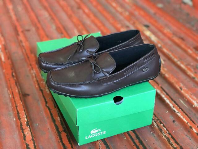 Promoo !!!! Sepatu slip on pria lacoste casual slop formal kerja kantor kulit asli santai kuliah