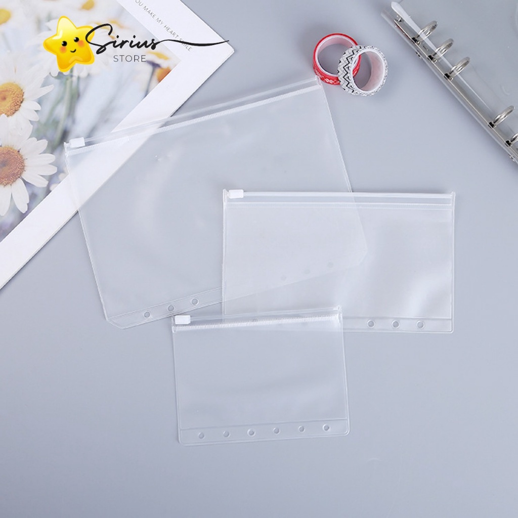

[ Zipplock ] Zipper Lock Pocket Binder A6 Pouch Tempat Penyimpanan Uang Alat Tulis Transparan