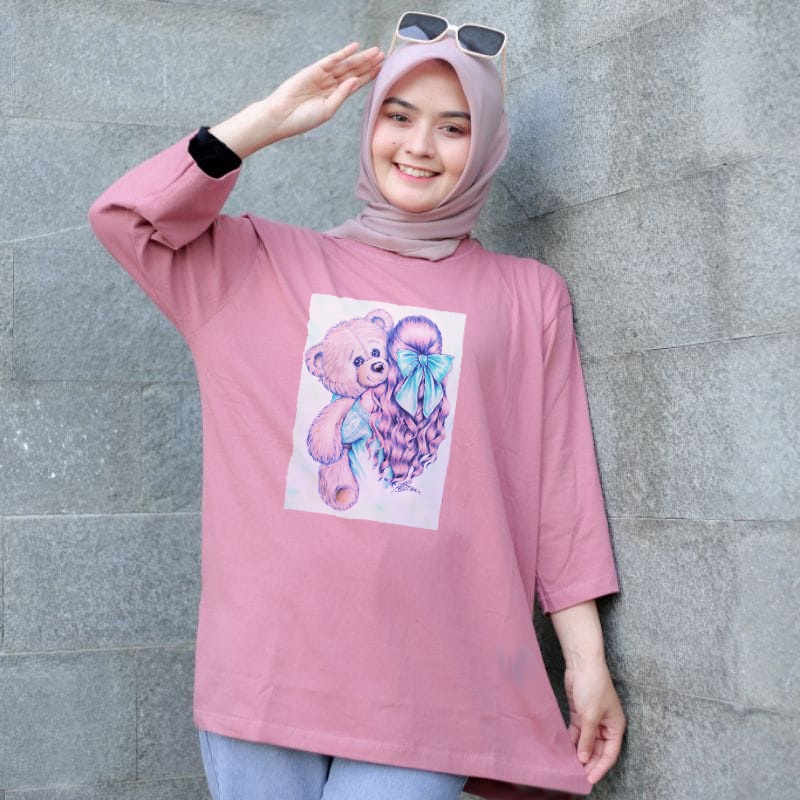 ASY Kaos Katun Wanita Lengan Panjang 3/4 - Hijab Colaboration