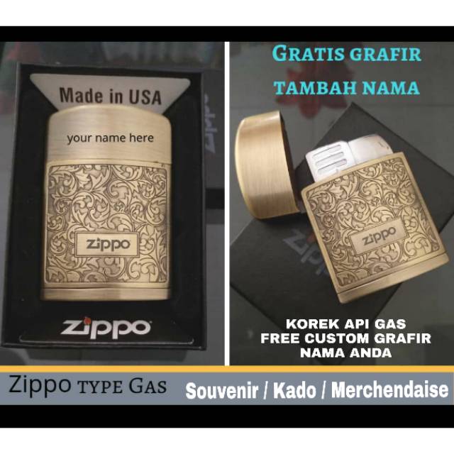 SOUVENIR HADIAH MERCHANDISE KADO PROMOSI KOREK API GAS API BARA CUSTOM GRAFIR ZIPPO GRATIS NAMA