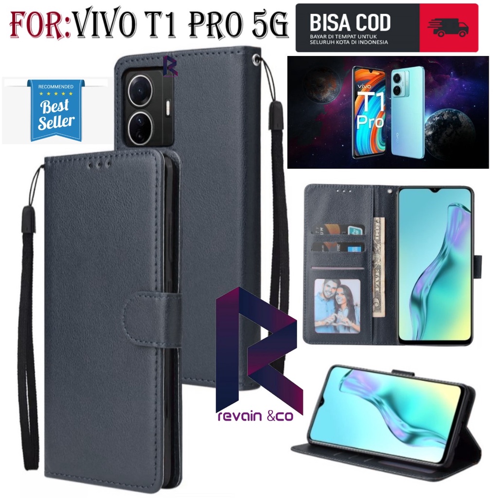 FLIP COVER VIVO T1 PRO 5G CASING DOMPET FLIP WALLET LEATHER KULIT PREMIUM SARUNG BUKA TUTUP FLIP CASE VIVO T1 PRO 5G