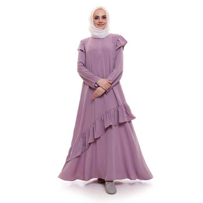 PREMIUM DRESS MUSLIM BAJU GAMIS DRESS WANITA MUSLIM ALLEV ZALFA DRESS UNGU - S