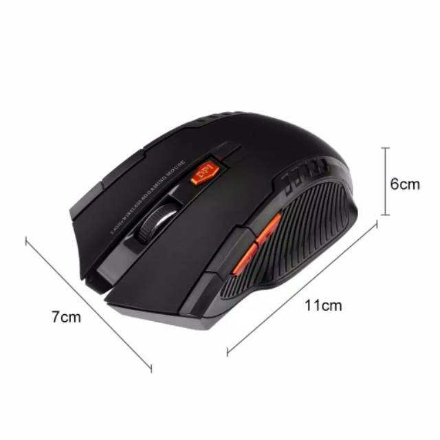 Mouse Gaming Optical 2400DPI 6 Tombol Adjustable Wireless untuk PCl