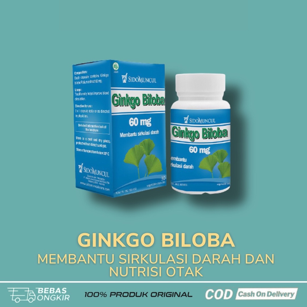 PROMO Sidomuncul Herbal Ginkgo Biloba Vitamin Daya Ingat dan Otak Konsentrasi Vertigo