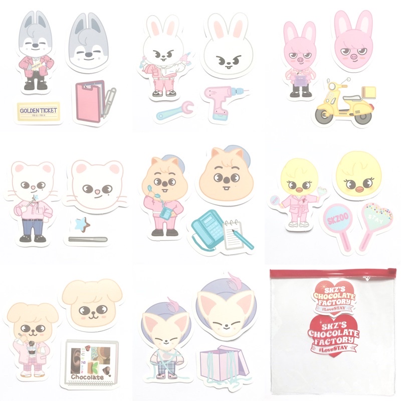 stray kids - skzoo lovestay chocolate factory - sticker set - fanmeet official goods/merchandise