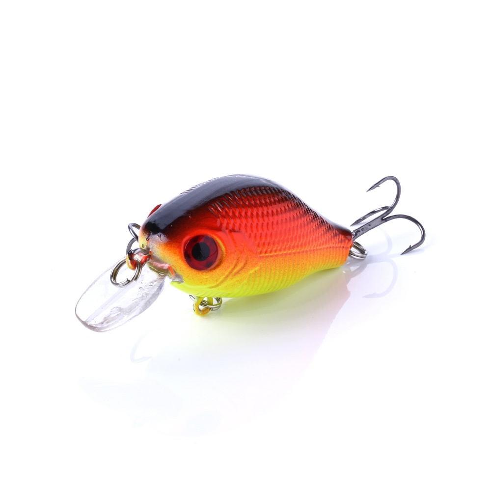 Hengjia 1pc Umpan Pancing Hardlure Tiruan Bentuk Ikan 5.5CM 8G Dengan Kail Treble 8# Umpan Pancing Crankbait Dengan Kail Treble