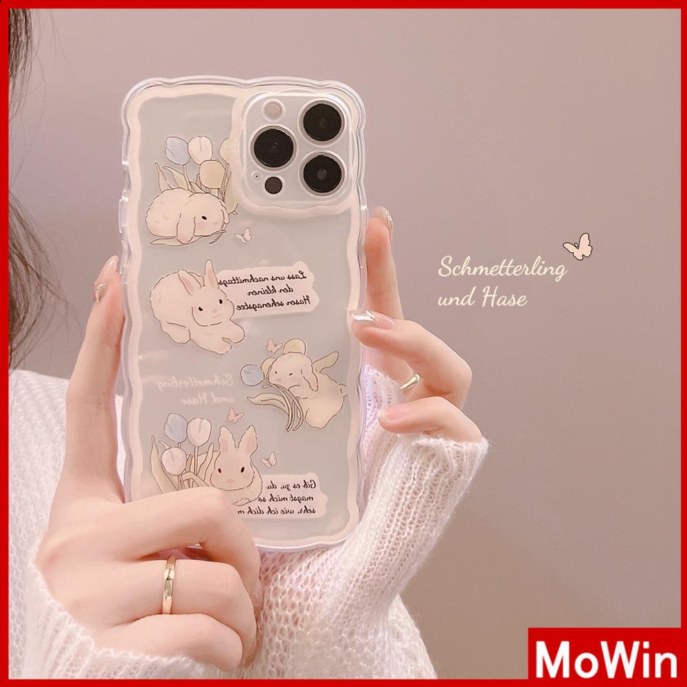 Soft Case Silikon Transparan Anti Slip Shockproof Motif Kelinci Untuk iPhone 13 Pro Max 12 Pro Max 11 7Plus