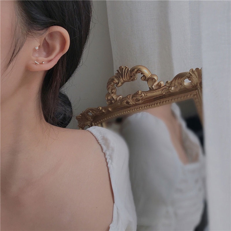 5pcs/1 SET Anting Tusuk Lima Potong Ukuran Kecil Gaya Elegan Aksesoris Fashion