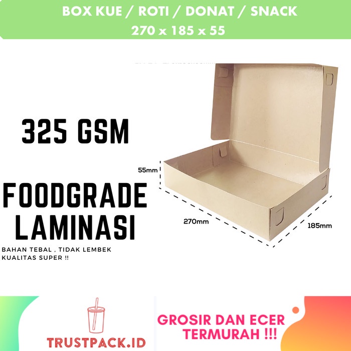 BOX DUS KARDUS KOTAK DONAT BROWNIES KUE ROTI 27x18,5x5,5 KRAFT