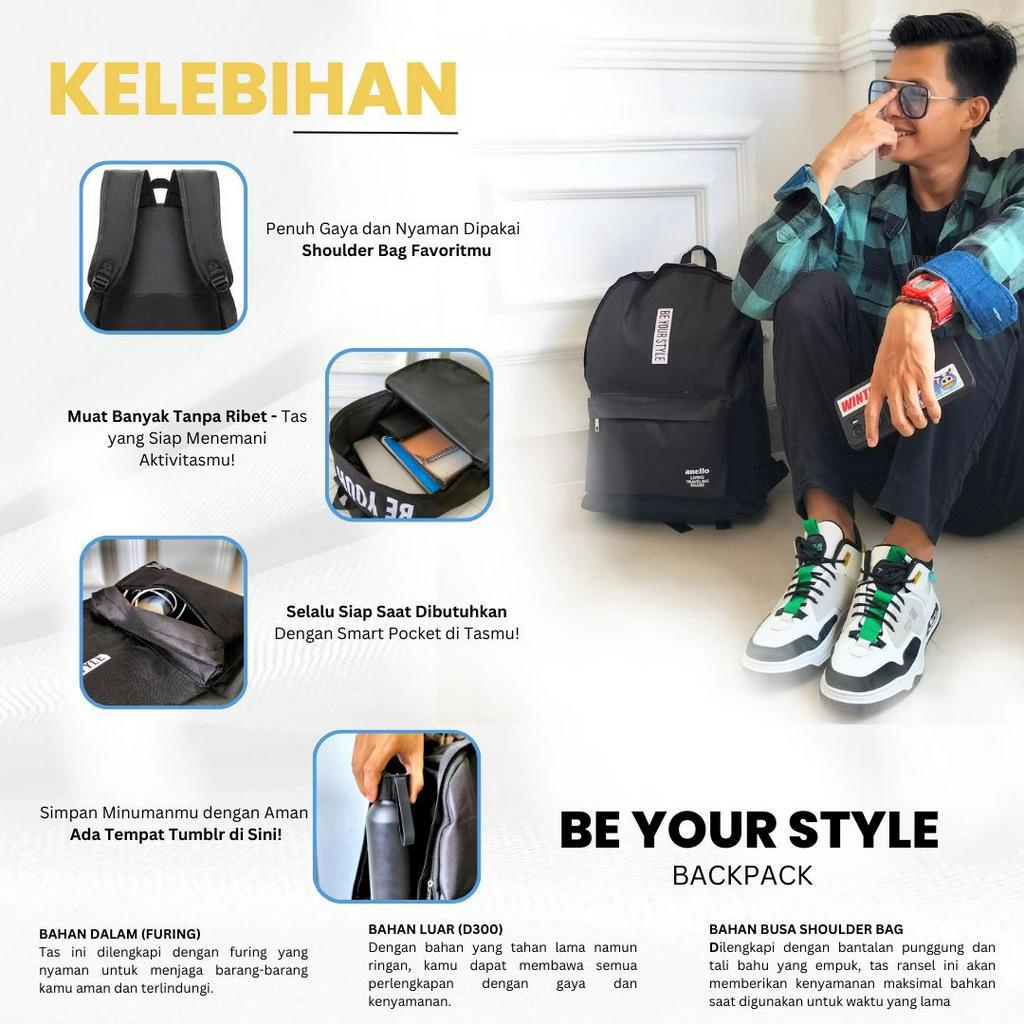 Gratis Gantungan Tas Ransel Backpack Fashion Korea Be your Stile Besar Sekolah SD SMP SMA