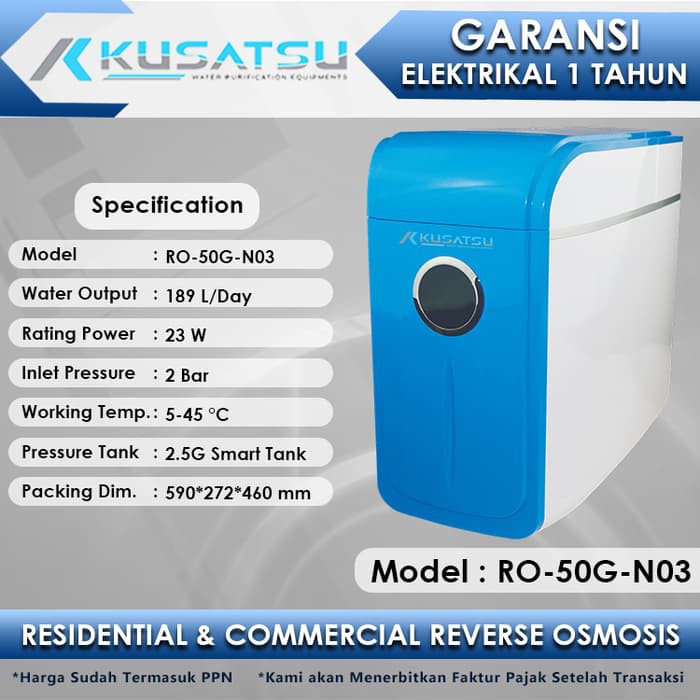 Reverse Osmosis RO-50G-N03 5-Stages 189L 23W