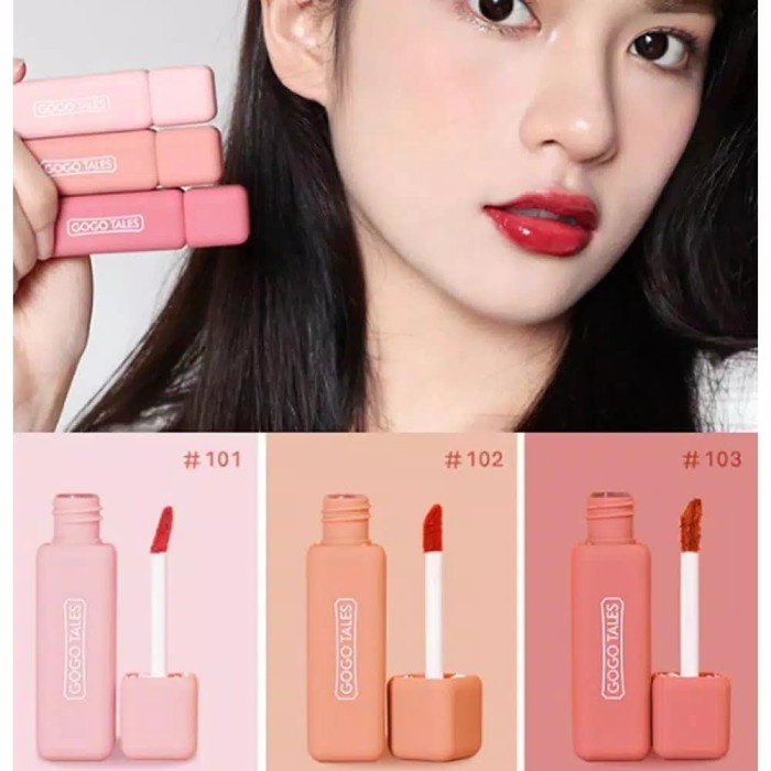 ORIGINAL SET GOGO TALES ISI 3 PCS LIPSTICK VELVET MATTE LIP GLAZE