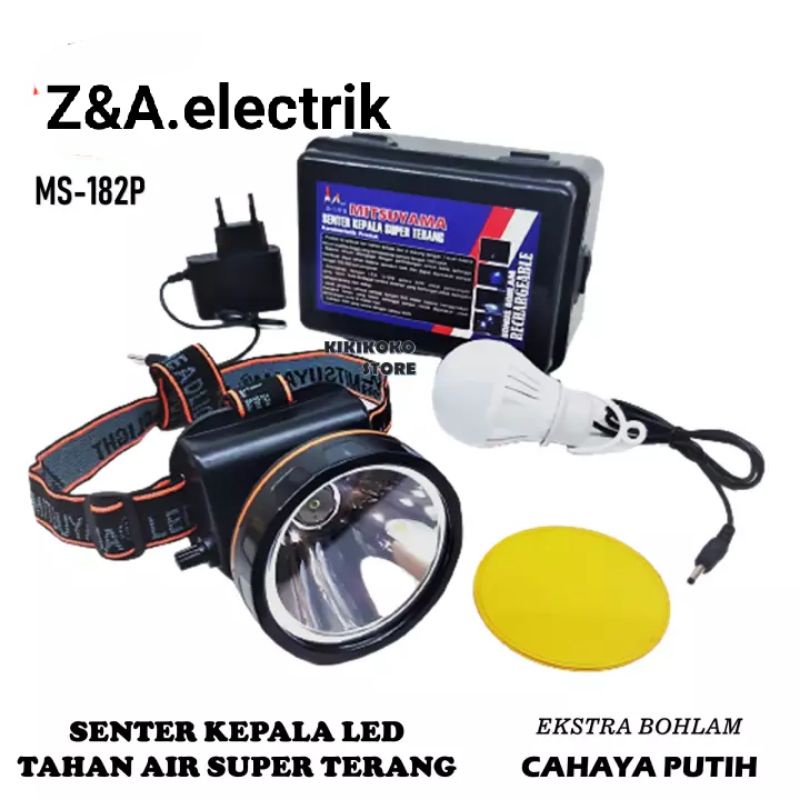 Senter Kepala LED MS-182P Headlamp Dimmer Profesional Cahaya Putih MITSUYAMA