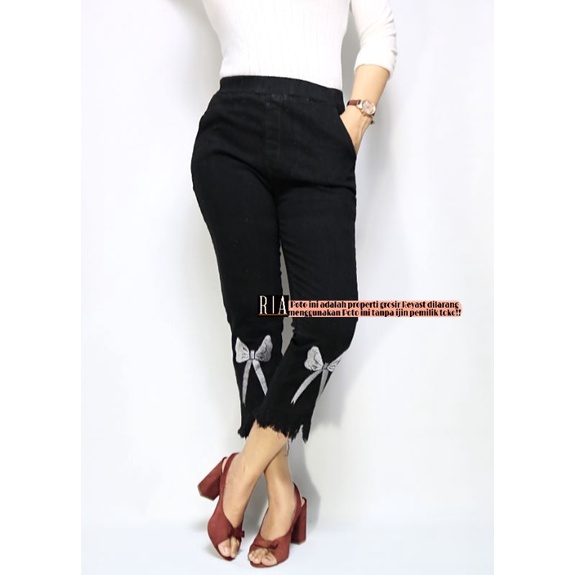 Jeans Pinggang karet Jeggings Jeans Black