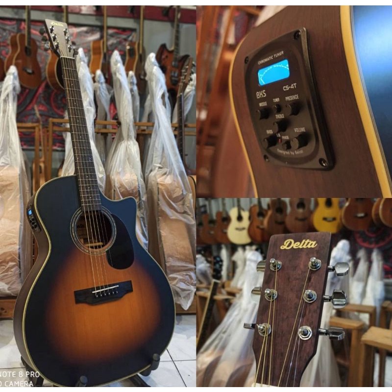 Gitar Akustik Elektrik DELTA DA 300 CE SB sun burst top solid
