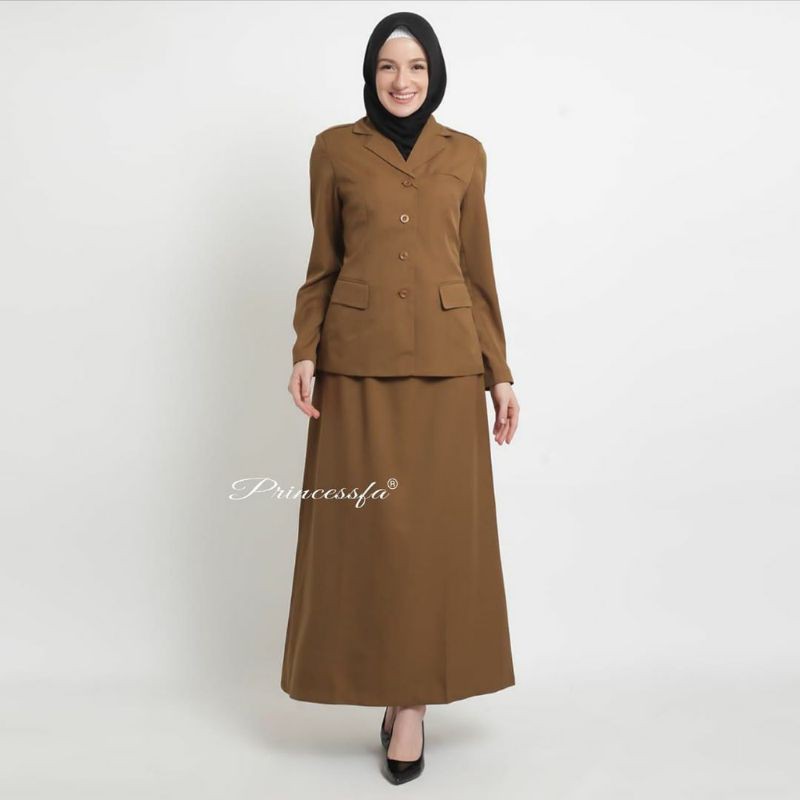 SERAGAM PRINCESSFA / SERAGAM PNS/PEMDA  COKLAT TUA STELAN ROK A/ STELAN CELANA/STELAN ROK SPAN