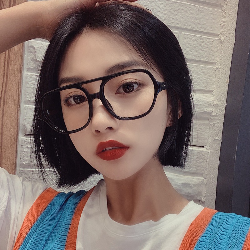 (YUZHU) COD New Fashion Aviator Kacamata Transparan INS Retro Oversized Frame Kacamata Anti Biru