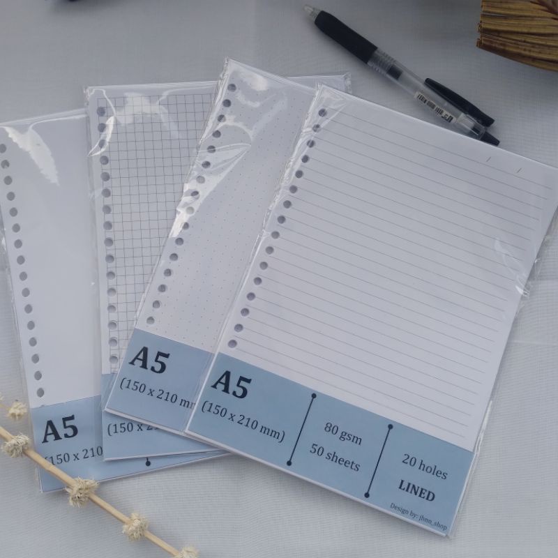 

● [White20] Loose Leaf A5 20 Lubang Warna Putih