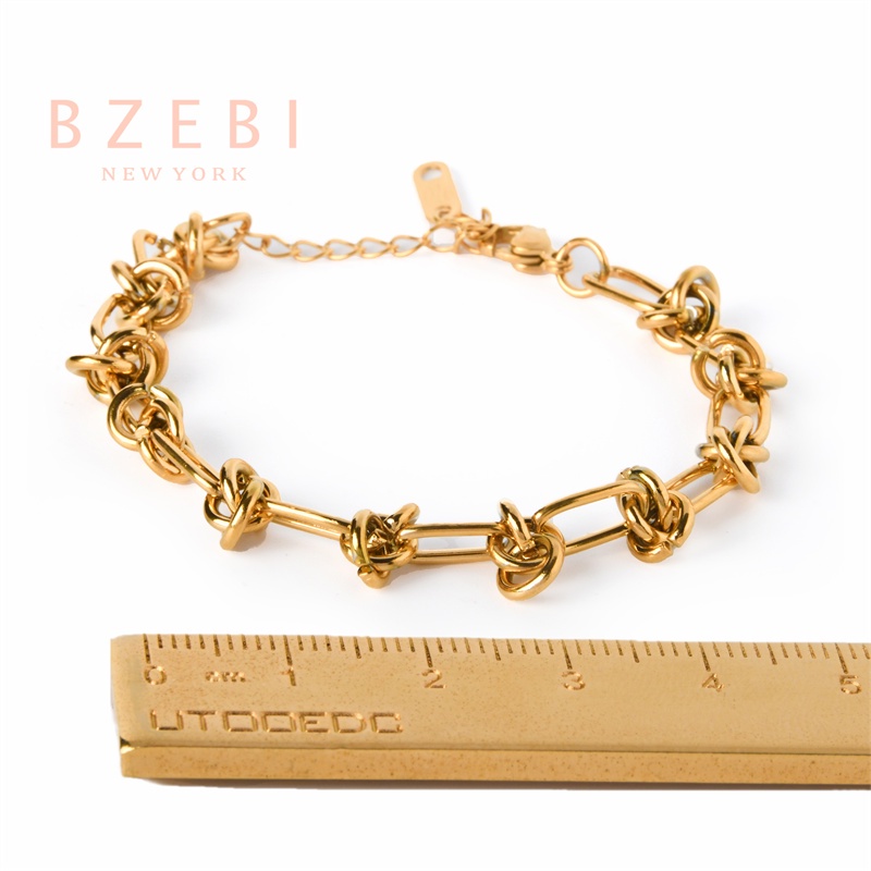 Gelang Emas 18k Model Simpul Bahan Titanium Steel Anti Karat Dapat Disesuaikan Gaya Korea 986b Untuk Wanita