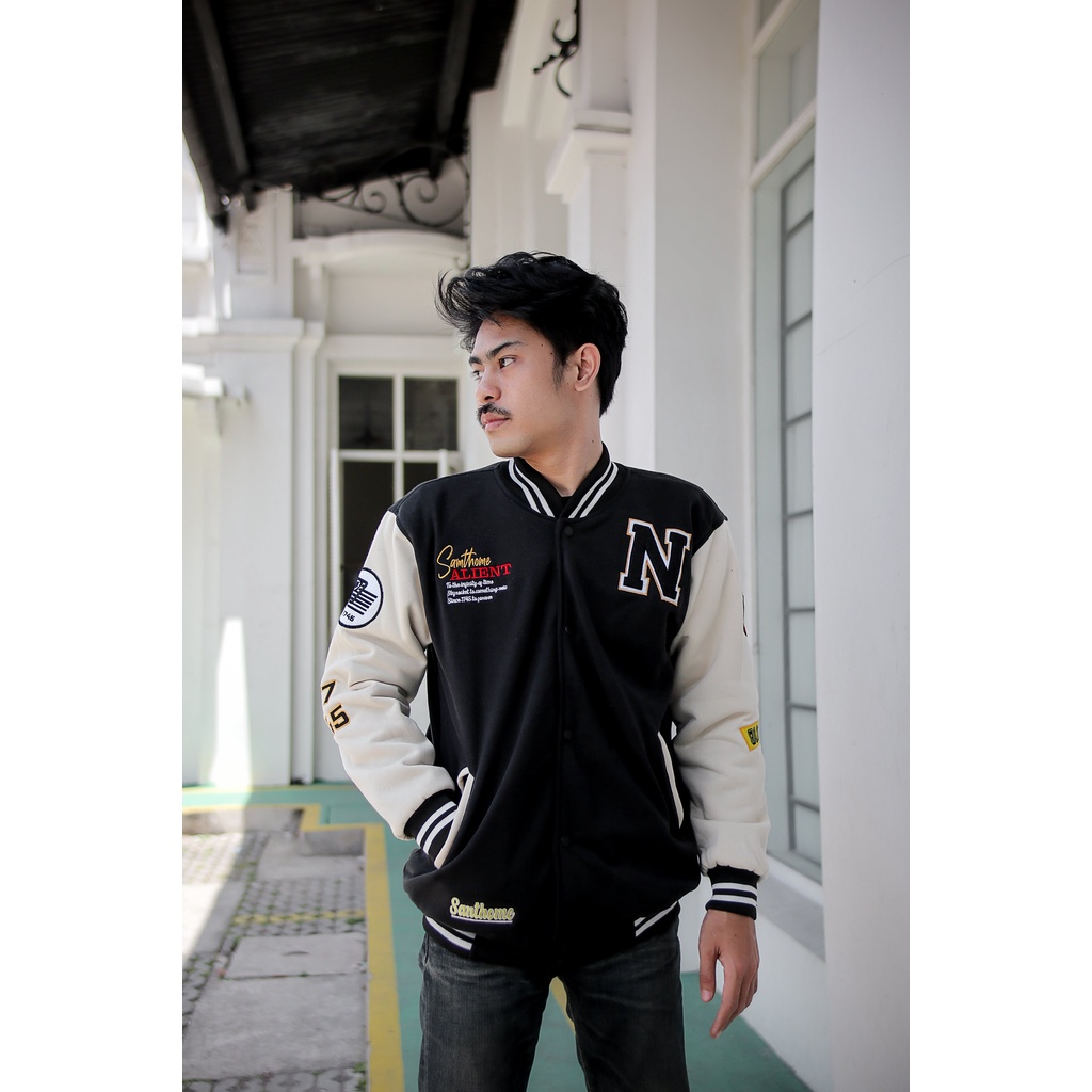 Varsity Jacket Samthome Bordir Katun Fleece