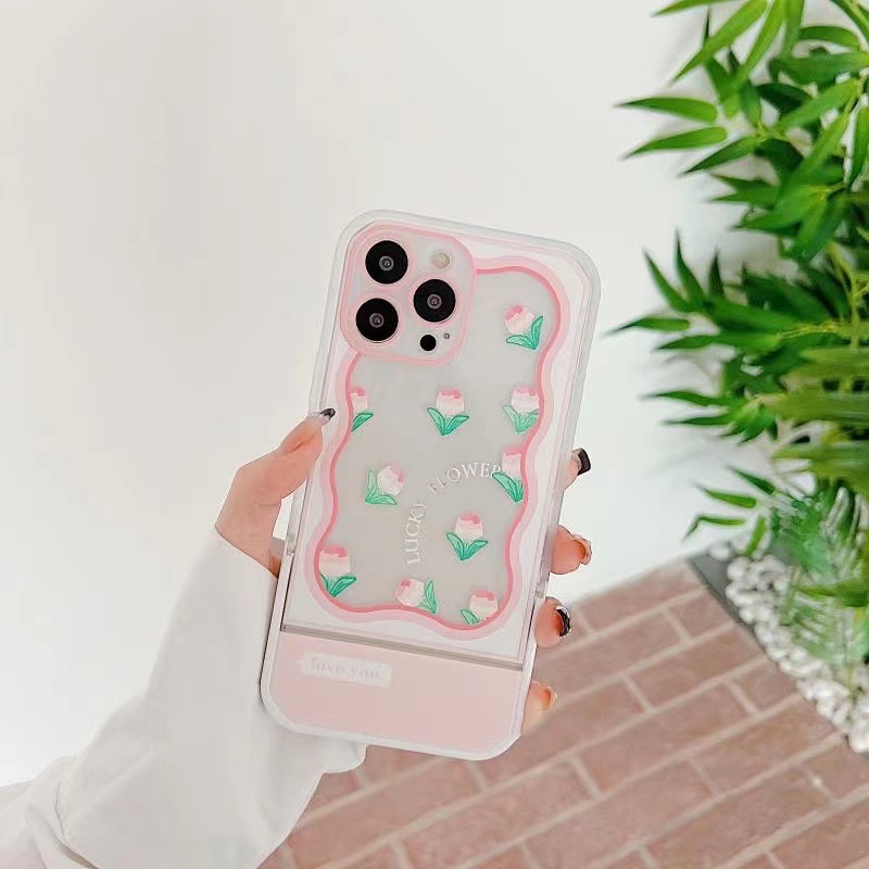 Soft Case TPU Transparan Shockproof Dengan Bracket Untuk iPhone 13 12 11 Pro X XR XS Max SE 2020 6 6S 7 8 Plus