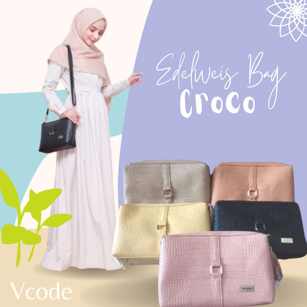 SELEMPANG WANITA VCODE EDELWEIS (kulit croco)