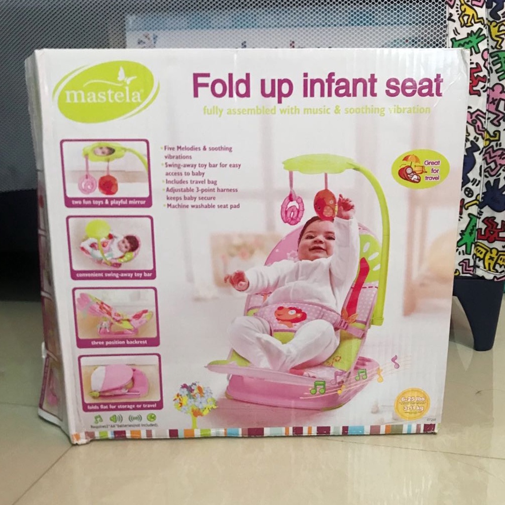 Fold Up Infant Seat Mastela Baby Kursi Bayi Getar Mainan Musik