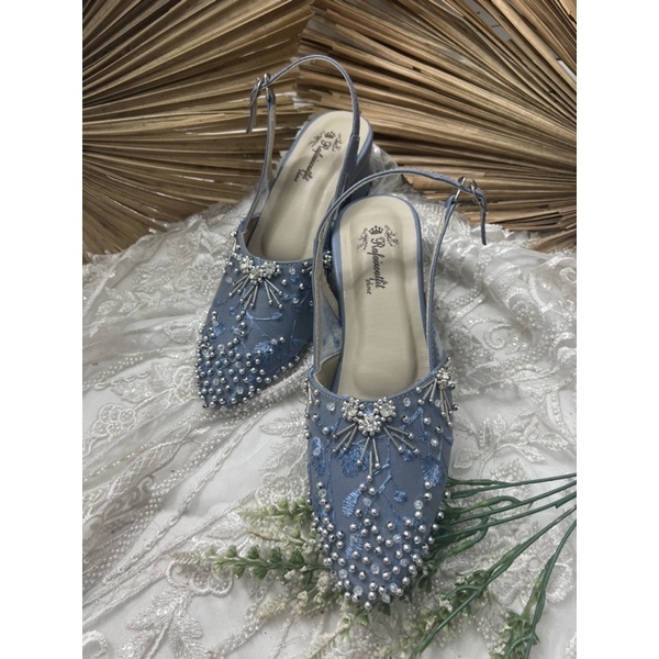 sepatu wanita wedding rullne iceblue 5cm tahu