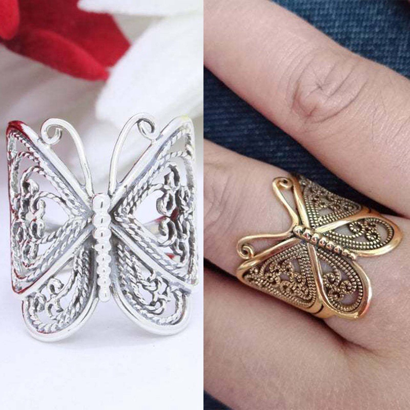 Butterfly Cincin Desain Kupu-Kupu Filigree Bahan Sterling Silver 925